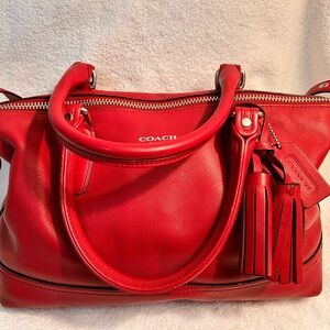 Coach Red Leather Molly East West Satchel